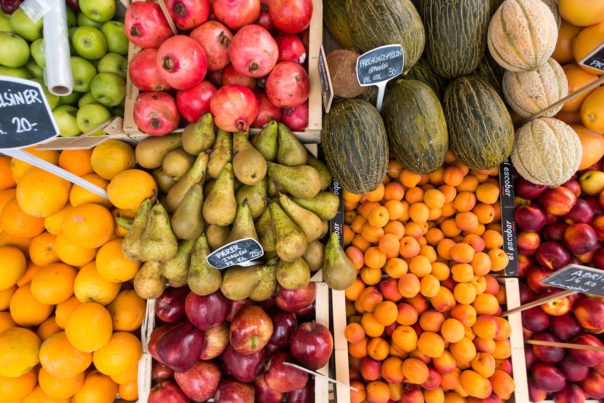 Homestead produce sold at a local farmers market stand